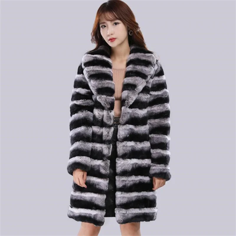 Rex rabbit fur jacket women's winter warm imitation mink fur coat casual mid-length thick windbreaker куртка женская large