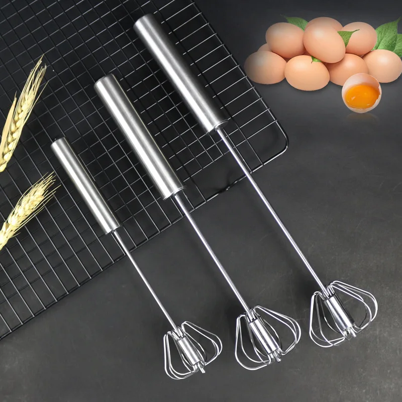 

Creative stainless steel semi-automatic whisk, hand-pressure rotary whisk, household kitchen manual egg mixer, a must for cake