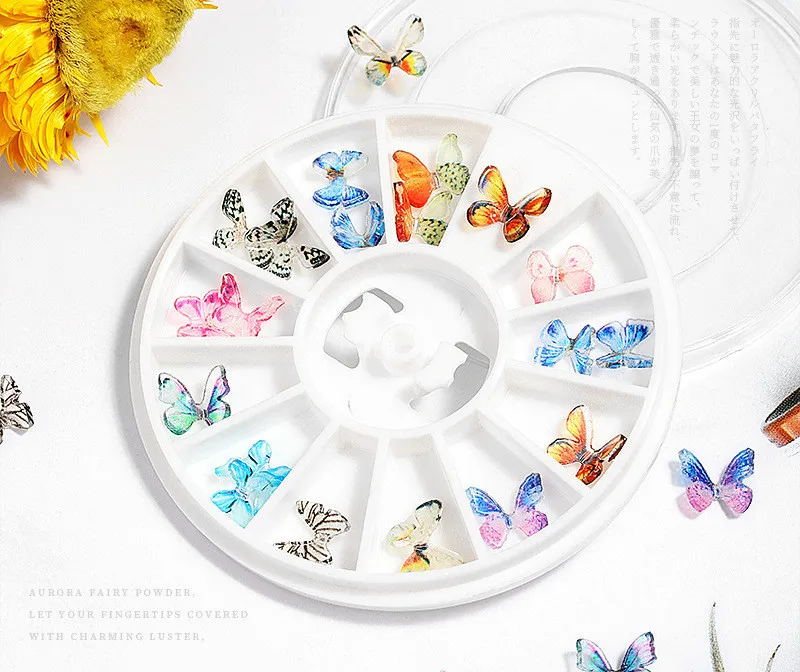 

3D Butterfly Acrylic Glitter Sequins Powder For Nail Polish Nail Art Decorations Manicure DIY Nail Art Accesorioy F704