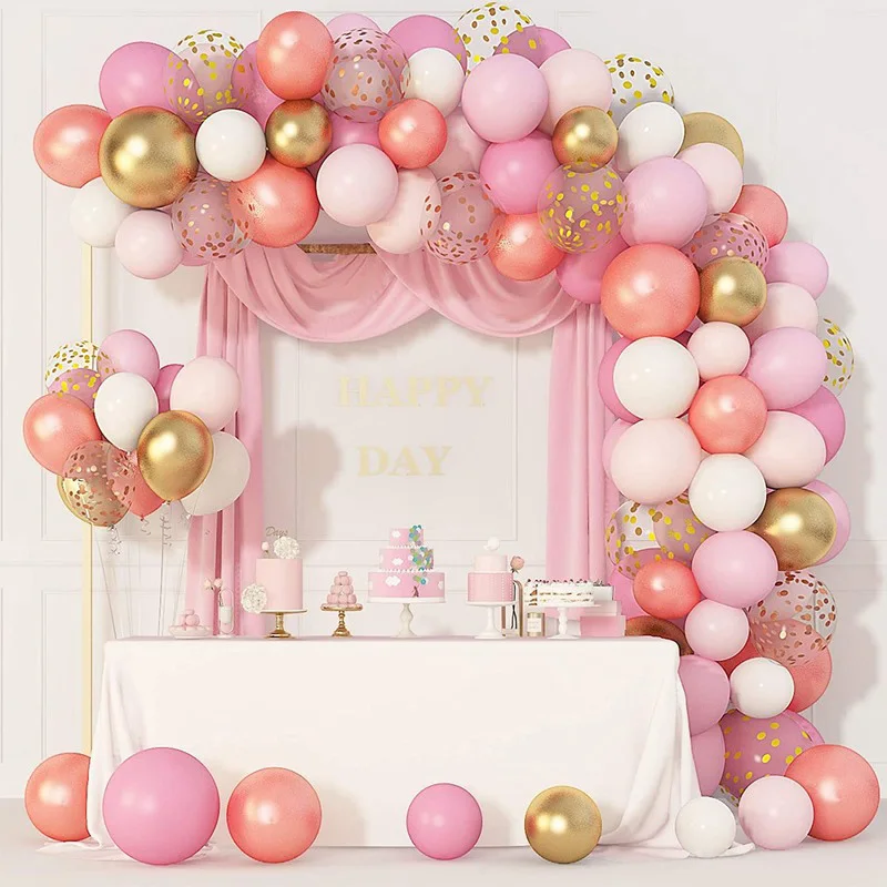 

142pcs/set Pink Balloon Garland Arch Kit Rose Gold Pink White Confetti Balloons Birthday Parties Wedding Baby Shower Graduation
