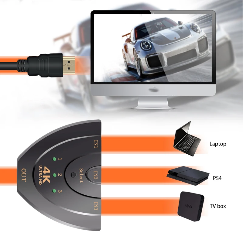 Мини 3 порта s HDMI переключатель 1.4b 4k * 2k 3D Коммутатор сплиттер в 1 выход порт