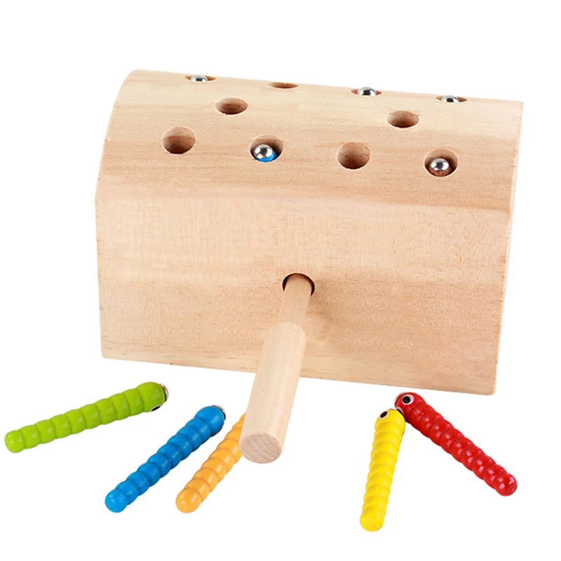 Детские игрушки животные ловят насекомых деревянные червей игра для малышей