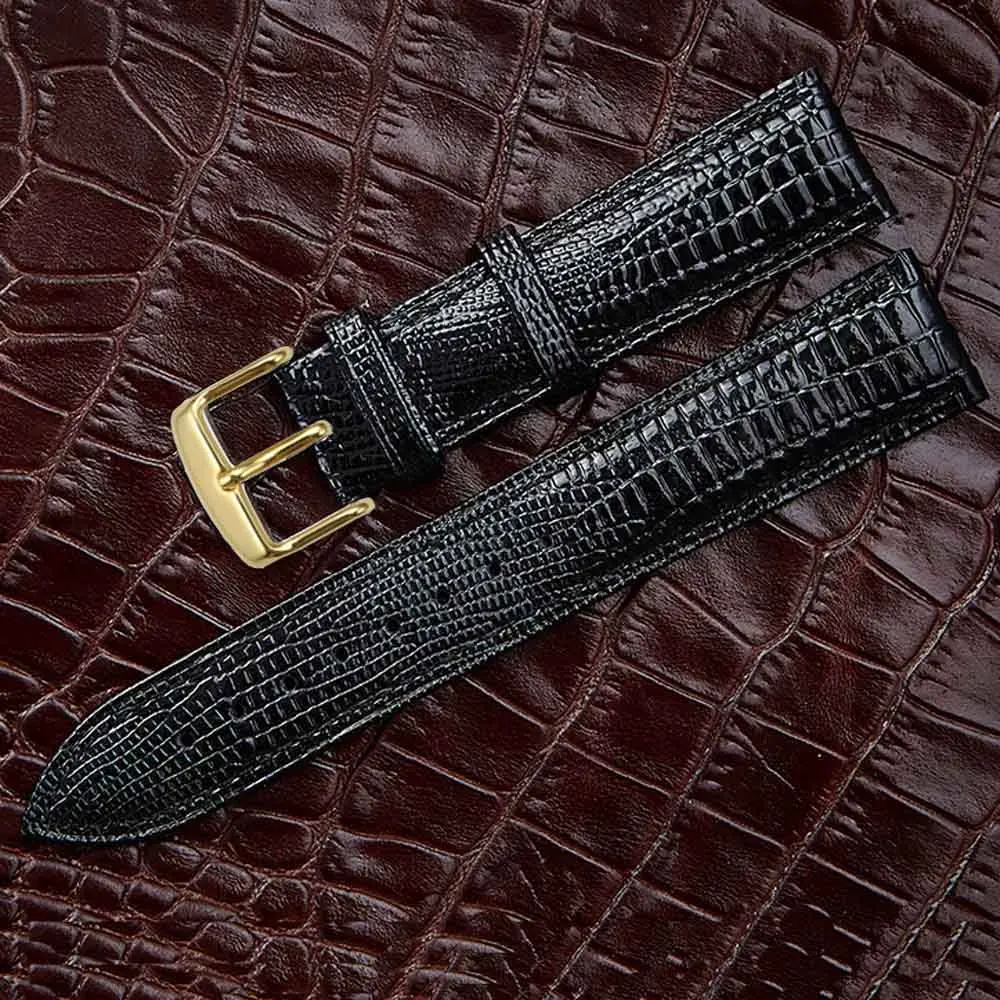 Black Gold Модные часы ремешок кожаный браслет для часов аксессуары Ящерица шаблон контактный ремень с пряжкой для Топ люксовый бренд женские часы - Цвет ремешка: Black Gold