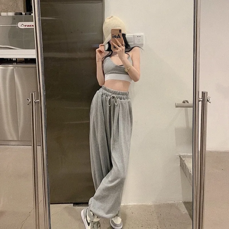 Брюки женские повседневные однотонные свободные универсальные длинные модные