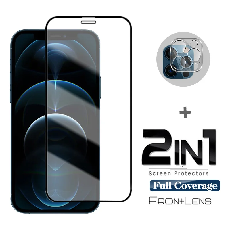 

2IN1 Camera Len Glass For iPhone 13 12 Pro Max Cover Protective Glass Accessories For iPhone 13 12 Mini Screen Protector Film 9H