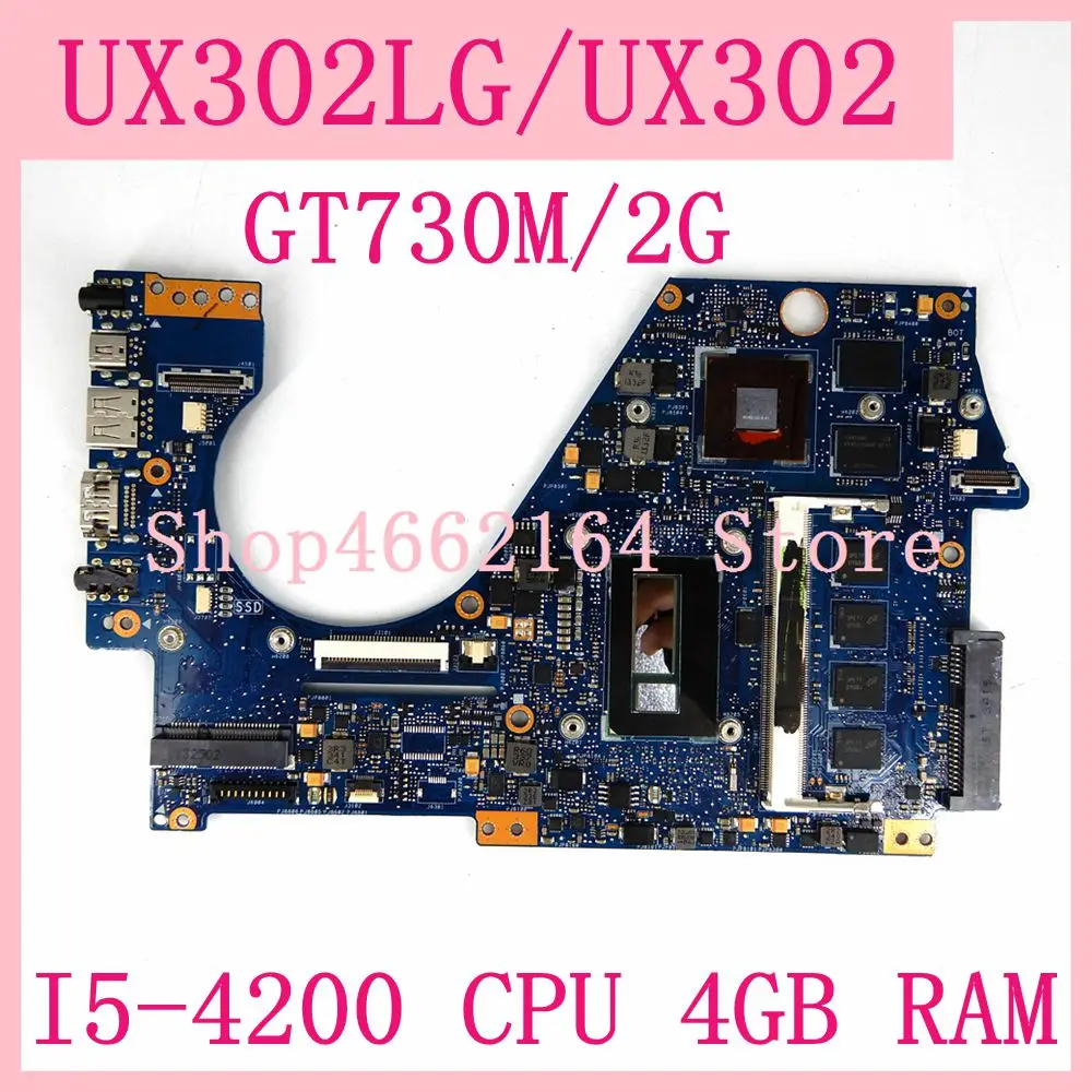 

Материнская плата UX302LG 4 Гб RAM I5-4200 CPU GT730M/2G для Asus UX302 UX302L UX302LG UX302LN UX302LNB Материнская плата ноутбука 100% ТЕСТ ОК