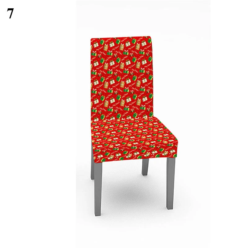 

Christmas Stretch Chair Cover Snowman Santa Claus Spandex Chair Covers Elastic High Back Slipcovers Banquet Decor