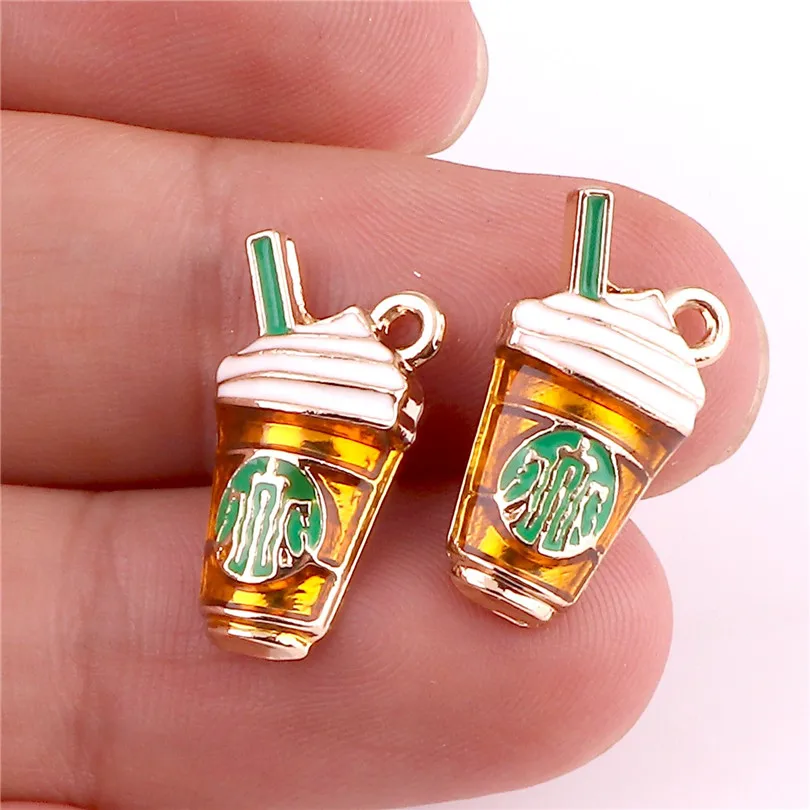 10 шт. Enamels кофейная чашка детская бутылка сплав серьги амулеты DIY ручной работы изготовление волос ожерелье ювелирные изделия, подвески, аксессуары - Окраска металла: 23049 coffee cup