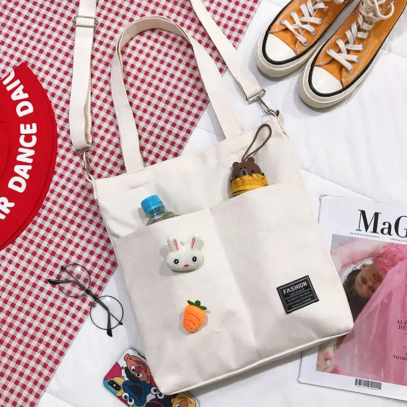 

Quality Canvas Shoulder Bags Cute Vintage Soft Girl Messenger Canvas BagStudent Korean One-shoulder All-match Small Bag