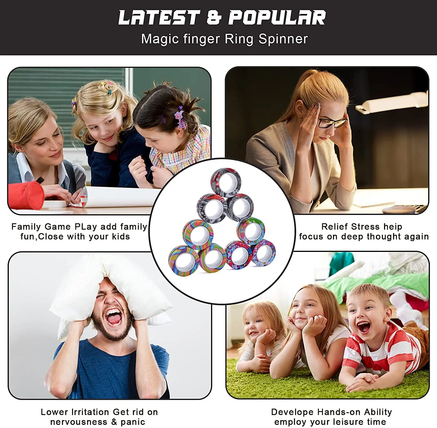 Магнитные кольца игрушка-антистресс волшебные Детские магнитные кольцо-Спиннер