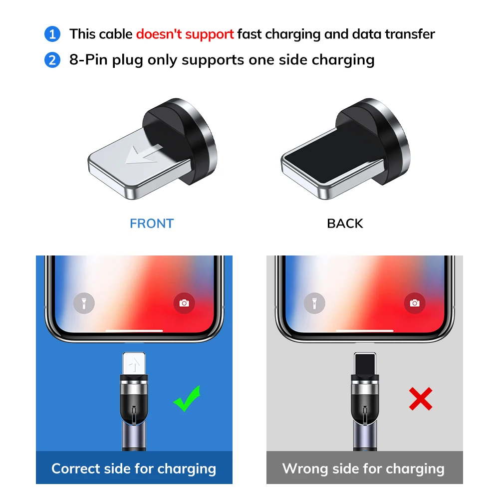 

540 Rotate Magnetic Charger Cable Micro USB Type C Wire Magnetic Charging Cord For iPhone 8 11 Pro XS Max Samsung Xiaomi Line