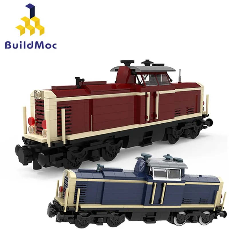 BuildMoc V100 поезд строительные блоки Классическая железная дорога немецкий грузовой