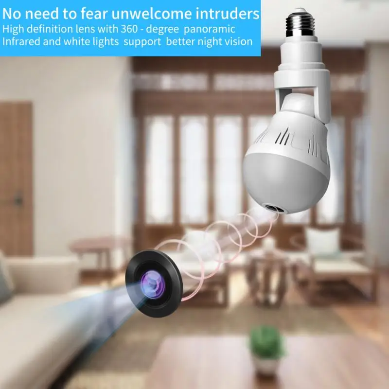 

Ip Camera Panoramic Surveillance Cameras With 1080P 360° Wifi Camera Wi-fi Street Mini E27 Light Bulb HD Security Smart Home