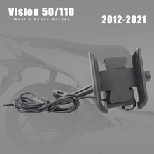 Motorcycle Mobile Phone Holder With USB Charger For Honda Vision 110 50 SH Mode 125 2012-2021 2015 2016 2017 2018 2019 2020