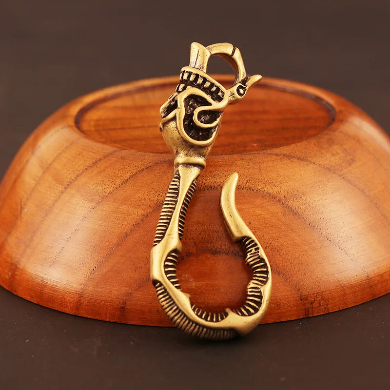 Винтажный латунный креативный череп голова сердце нос брелок для ключей в виде