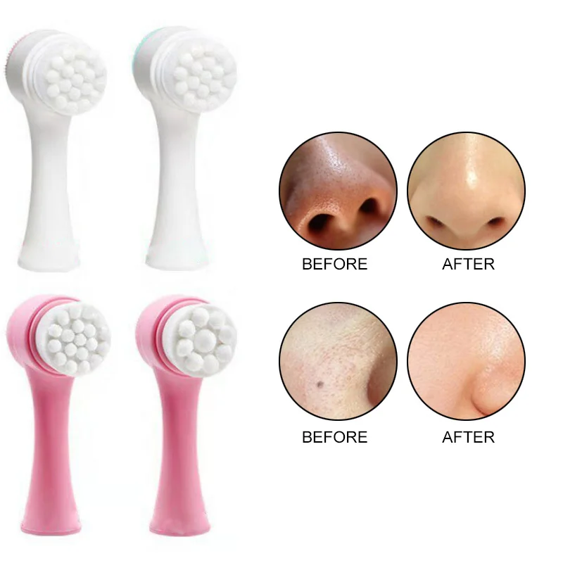 

1PC 3D Face Cleaning Massage Double Side Portable Remove Makeup Wash Skin Care Tool Silicone Deep Cleaning Pore Face Brush