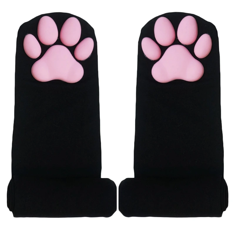 Women Girls Anti-Slip Over Knee Socks Kawaii Kitten Paw Pad Thigh High Stockings 6XDA