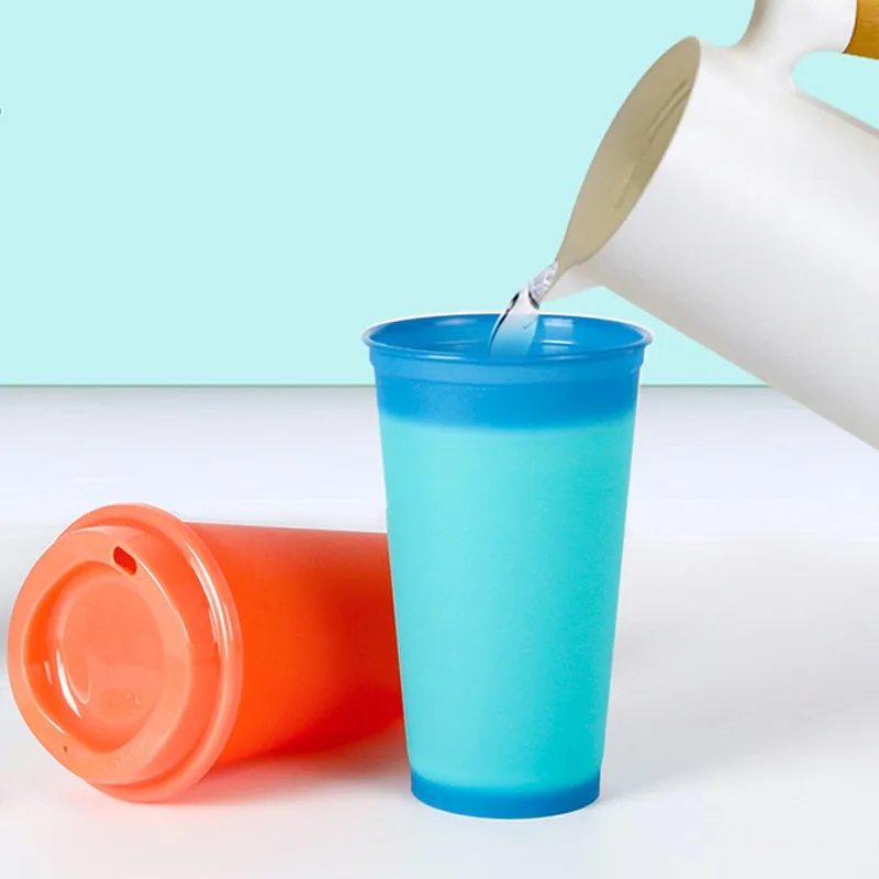 710 мл с соломинкой креативные чашки для воды многоразовая цветная чашка
