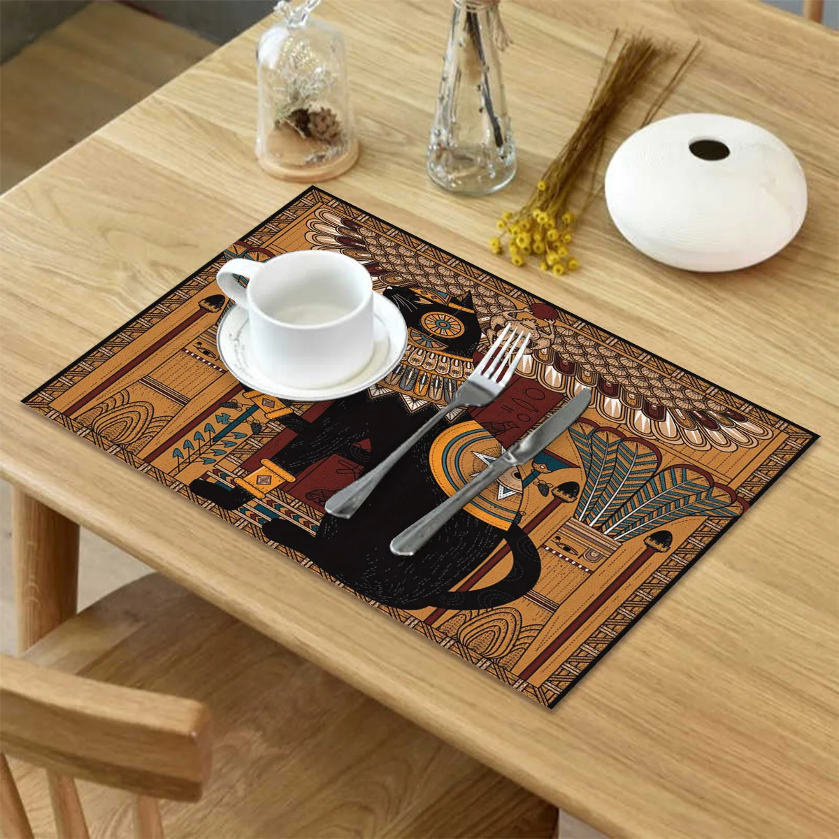 Древний Египет искусство кошка перо ретро салфетки коврик для посуды столовой