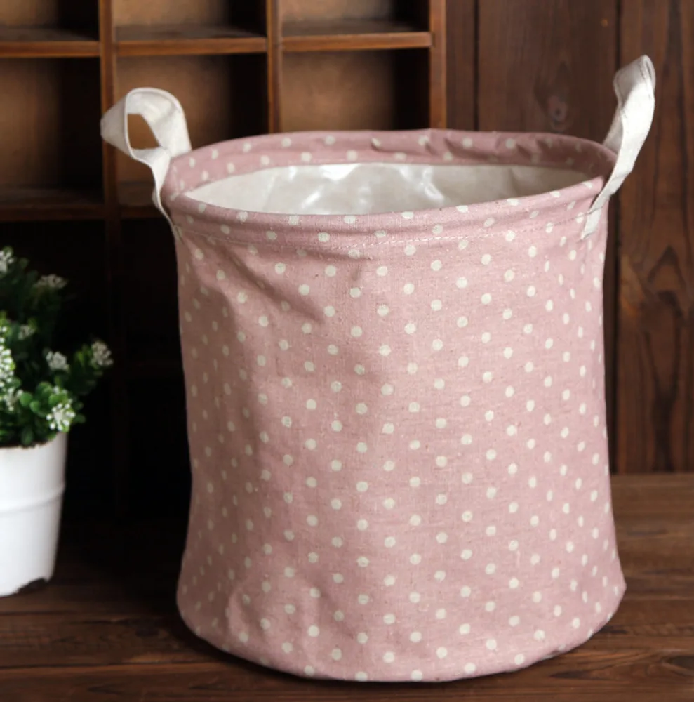 

Four Colors Cotton Linen Laundry Basket for Dirty Clothes Waterproof Folding Toy Organizer Storage Bucket Home Organizer