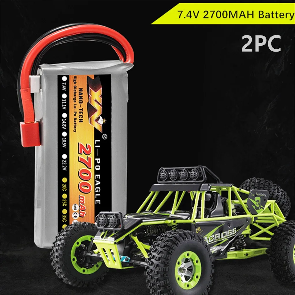 2 шт. обновление 7 4 В 2700 мАч 2S запасная часть батареи для WLTOYS 12428 1/12 RC автомобильные