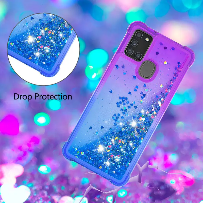 

For SamSung A21S Case fashion quicksand Gradient Glitter Silicone shockproof Back Cover For SamSung A21S SM-A217 Phone Case
