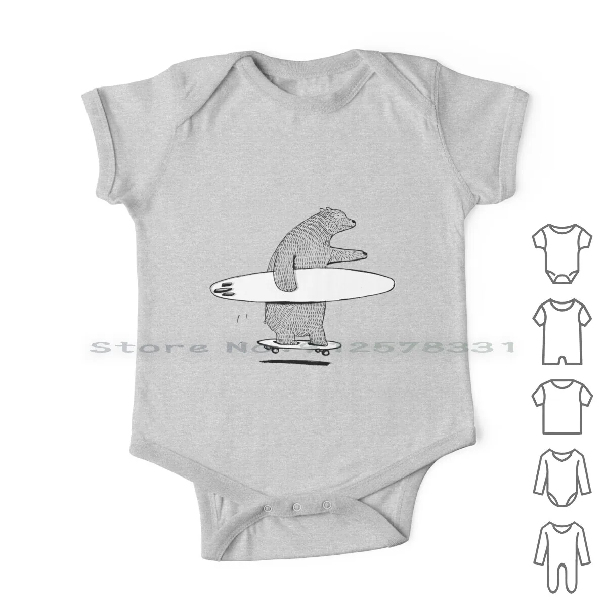 Going Surfing Newborn Baby Clothes Rompers Cotton Jumpsuits Motion Summer Fun Surfing Surfer Skateboarding Bear Skateboarder