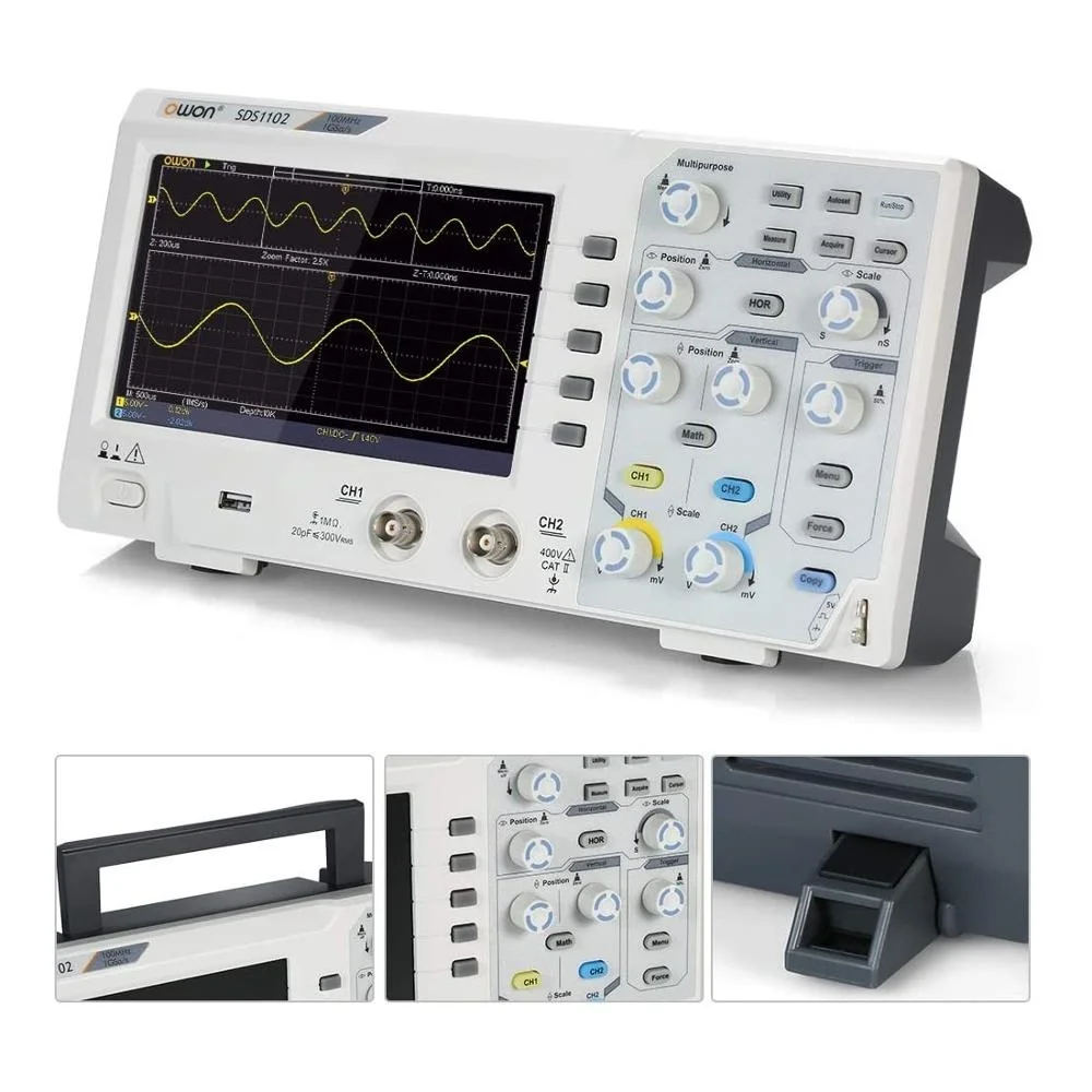 OWON SDS1102 SDS1202 осциллограф 2-канальный цифровой 100 МГц полоса пропускания 1 ГГц/с