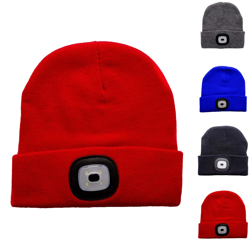 

Unisex Outdoor Cycling Hiking LED Light Knitted Hat Winter Elastic Beanie Cap Rechargeable Headlamp Hat Xmas Gift For Friend