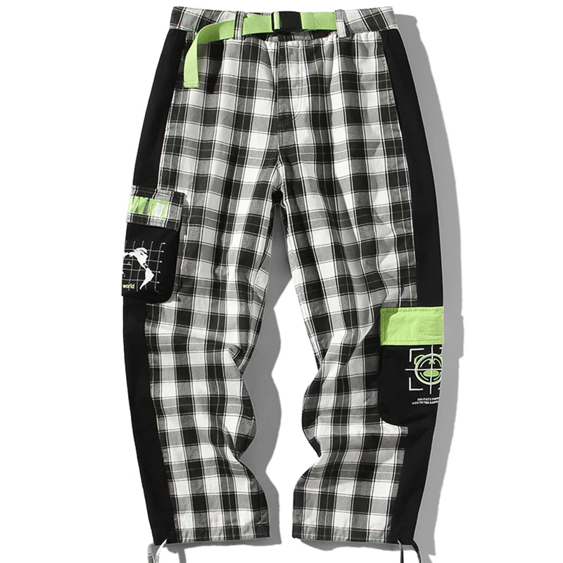JING ZHE Autumn Women's Pants Plaid Sweatpants Joggers Women High Street Fashion Streetwear Pockect Loose Trousers Harem Pants