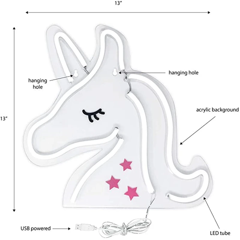 Неоновый светодиодный светильник с изображением единорога для праздничных