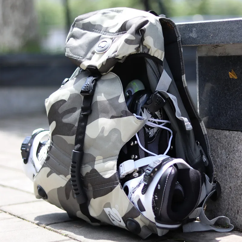 Professional Roller Skates Backpack Inline Skates Skating Shoes Boots Carry Bag Durable Multi-pocket Sports Rucksack Unisex