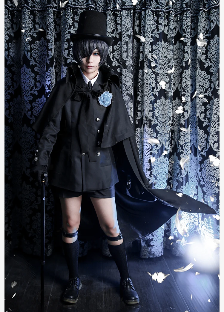 

Anime Black Butler Ciel Phantomhive Funeral Cosplay Cotume Kuroshitsuji Halloween Costume Fancy Party Outfit Daily Suits for Men
