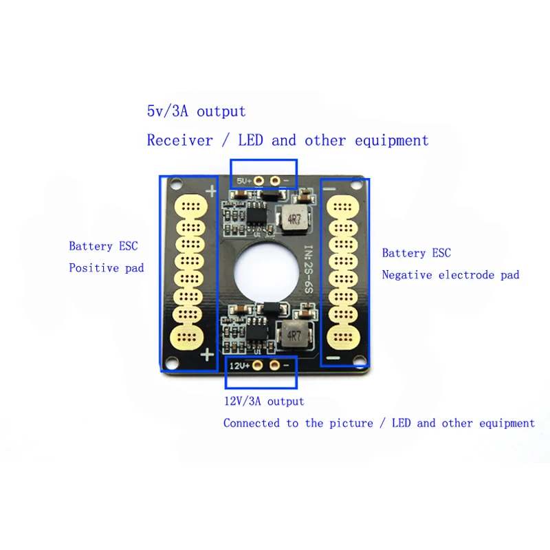1 шт. FPV дрон PDB Enter 2S 6S выход 5 в/12 в 3A распределительная плата питания w Dual BEC для