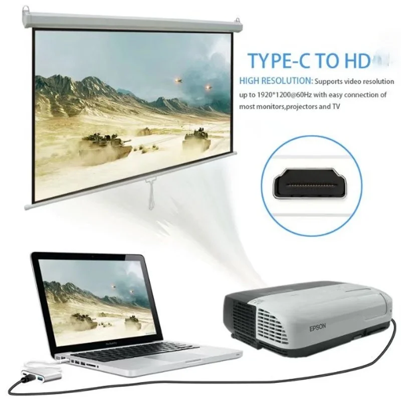 BASIX Usb Type C концентратор адаптер 3 в 1 USB к HDMI совместимый USB3.0 Женский с зарядным