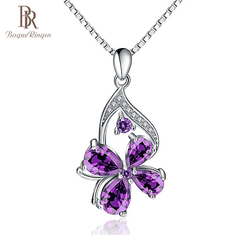 Bague Ringen, уникальный дизайн, 925 пробы, Серебряный кулон, Фиолетовый аметист, подвеска, Женские Ювелирные изделия, для помолвки, для девушек, вечерние, подарок
