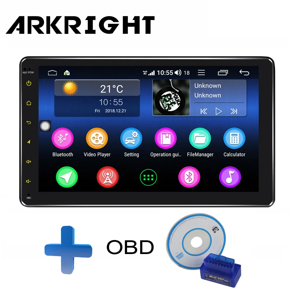 HU-OBD ARKRIGHT " 2 din ips Android 8,1 автомобильный dvd-плеер Android Автомагнитола 4+ 64 Гб DSP поддержка 4G sim-карта Восьмиядерный Carplay gps - Цвет: HU-OBD