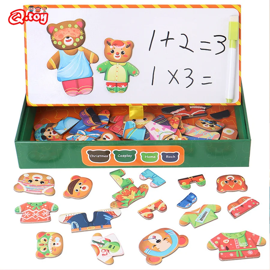 

Merry Christmas Dress Changing Jigsaw Puzzle Montessori Educational Change Clothes Toys Cosplay Style for Kids Toy