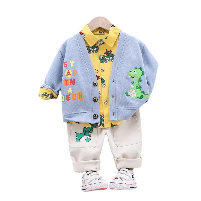 

2021 Spring New Children's Clothing Korean Boy Baby Infant Children's Suit Long-sleeved Three-piece Trend
