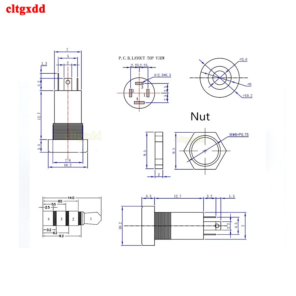 

1-10PCS 3.5mm Audio Socket 4 Pole Black Panel Mount Gold Plated With Nuts Headphone Socket