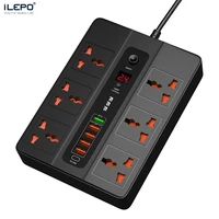 ilepo multifunction mobile phone charger for iphone samsung power strip plug timer socket extender type c qc3 0 fast charger