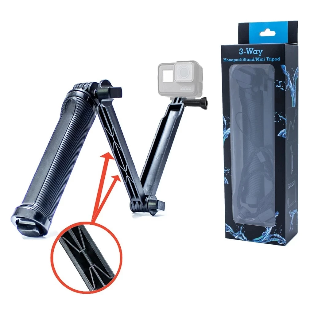 Складная Водонепроницаемая селфи-палка 3-позиционная рукоятка для Gopro Hero 10 9 8 7 5 6 Yi