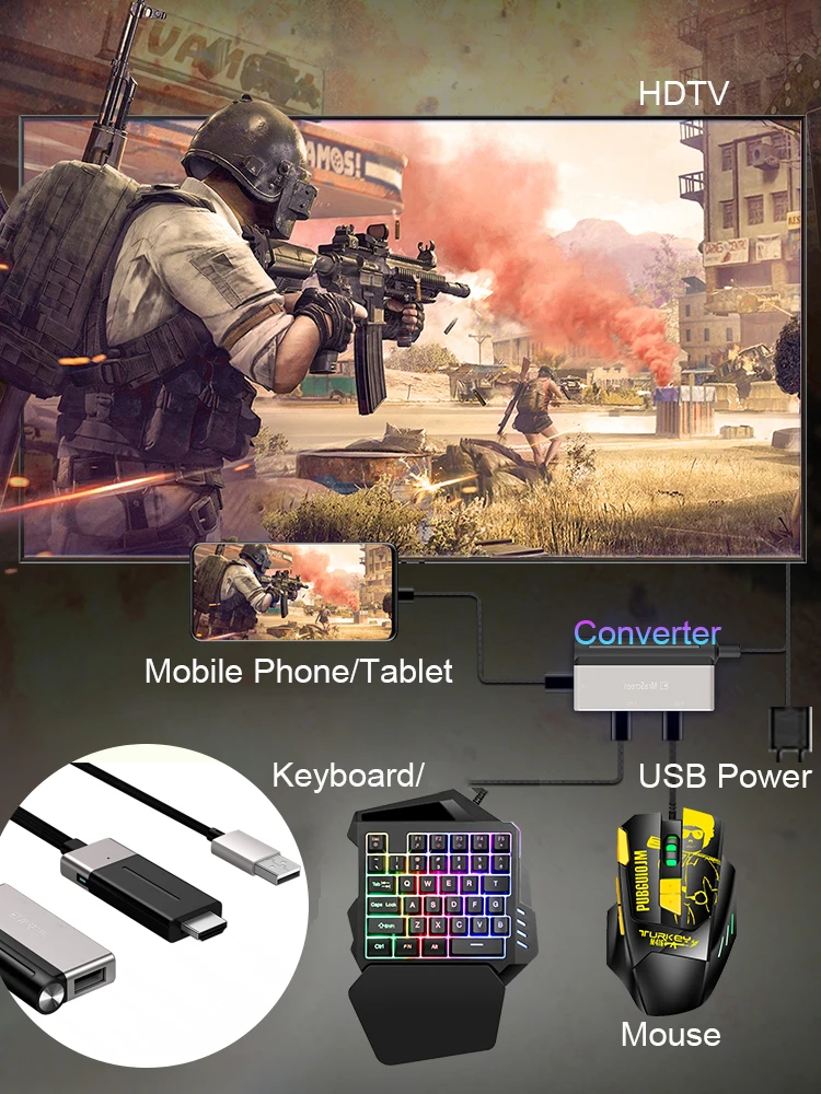 4K 60Hz МОБИЛЬНЫЙ ТЕЛЕФОН геймпад PUBG контроллер Plug and Play клавиатура мышь преобразователь Bluetooth Док-станция для Android iOS Телефон ПК