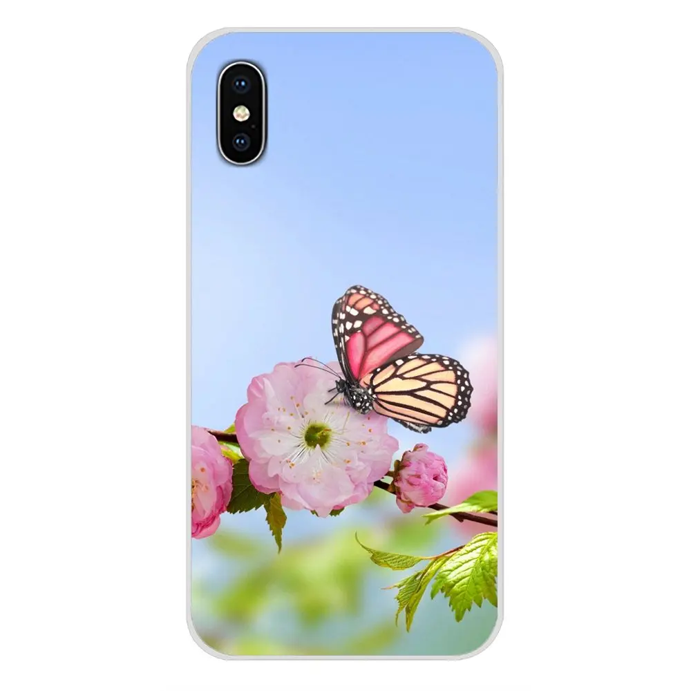 Phone Cases Covers Red butterfly on white roses flower For Apple iPhone X XR XS 11Pro MAX 4S 5S 5C SE 6S 7 8 Plus ipod touch 5 6 | Мобильные