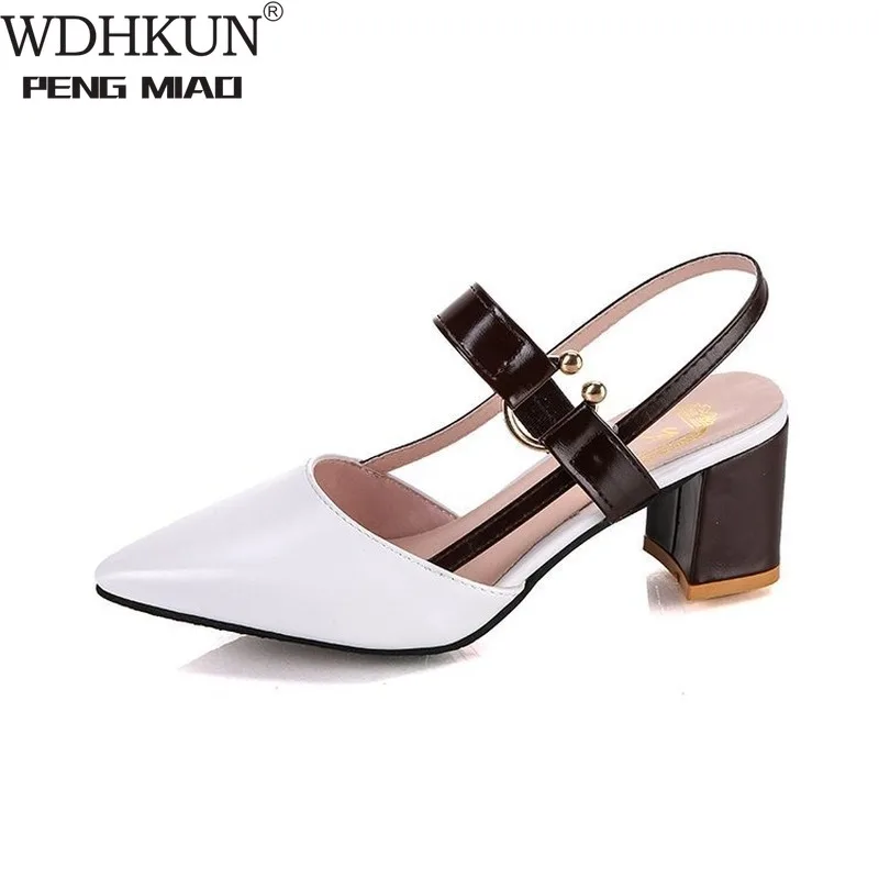 2020 босоножки грубые Босоножки Туфли лодочки на высоком каблуке с острым носком