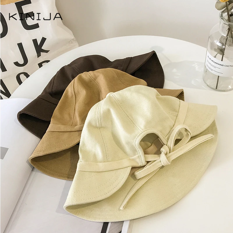 Шляпа женская летняя Корейская версия галстук веревка девочка чистый цвет