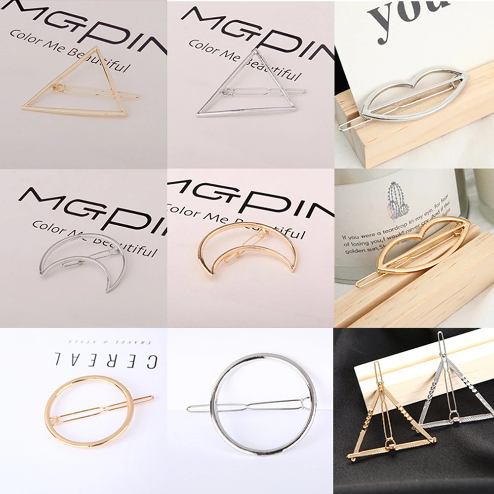 Заколка для волос Геометрическая треугольная девочек металлический зажим в