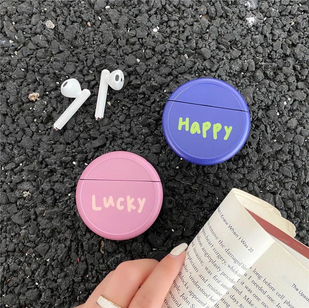 Простые однотонные чехлы с надписью HAPPY LUCKY для HUAWEI FreeBuds 3 чехол наушников