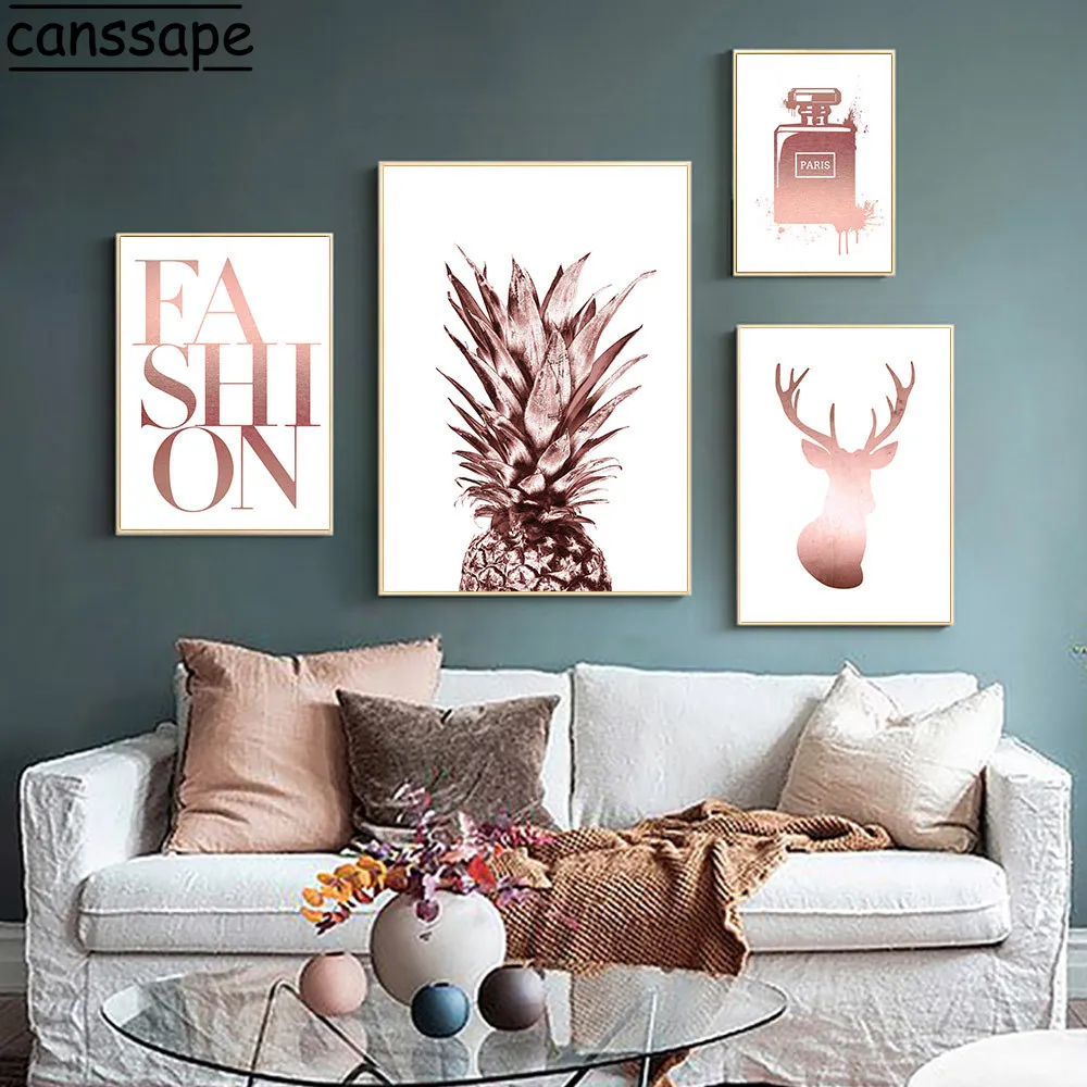 Флакон духов постер абстрактная фотография роза золото искусство модные цитаты