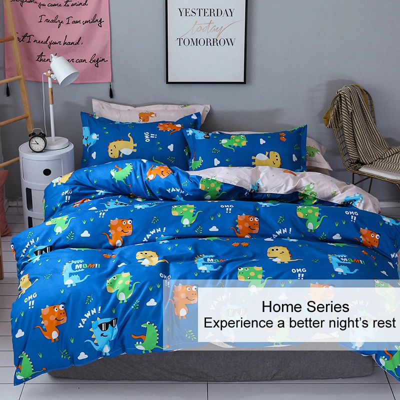 Twin Queen King Dinosaur For Boys Girls Kids Bedding Set Printed Microfiber Soft Blue Quilt Duvet Cover Bed Pillowcase |